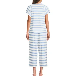 Women's Cooling Pajama Set - Short Sleeve Top and Crop Pants