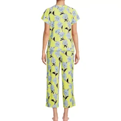 Women's Cooling Pajama Set - Short Sleeve Top and Crop Pants