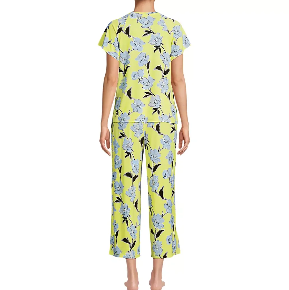 Women's Cooling Pajama Set - Short Sleeve Top and Crop Pants
