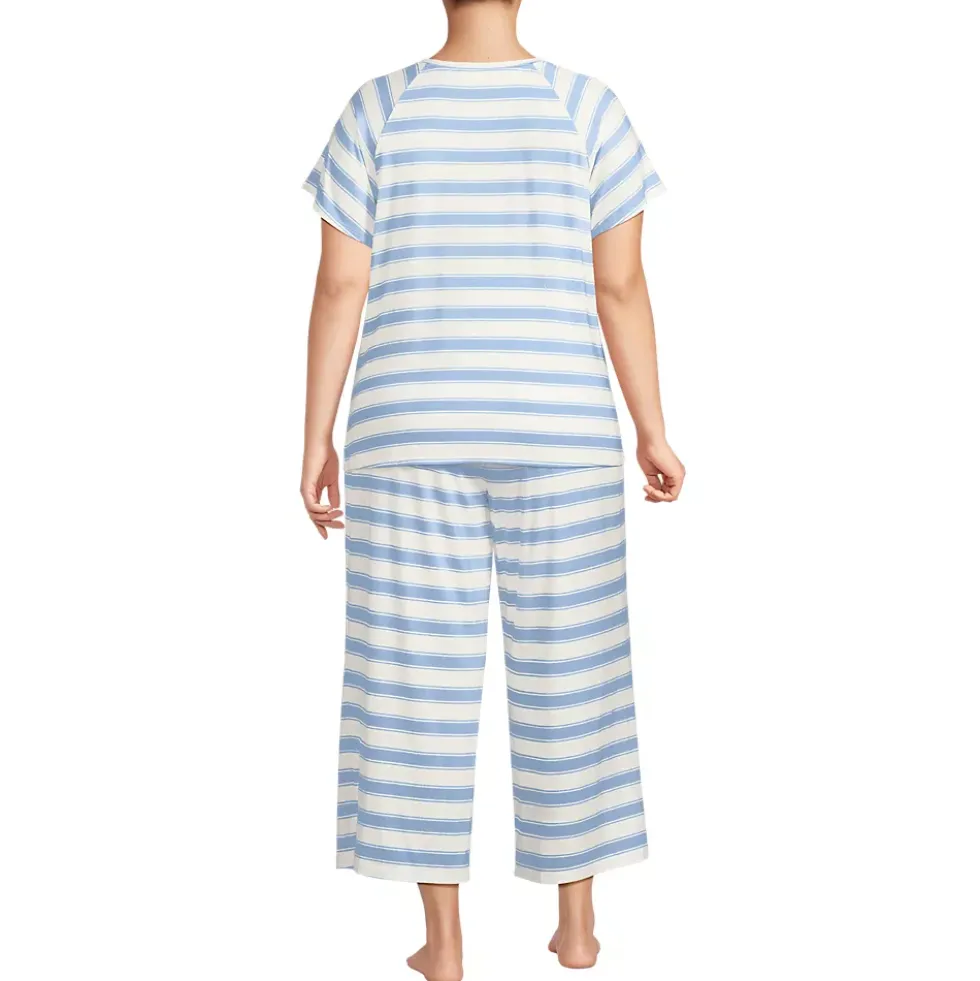 Women's Cooling Pajama Set - Short Sleeve Top and Crop Pants