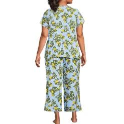 Women's Cooling Pajama Set - Short Sleeve Top and Crop Pants
