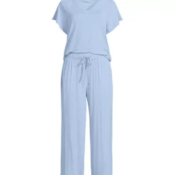 Women's Cooling Pajama Set - Short Sleeve Top and Crop Pants