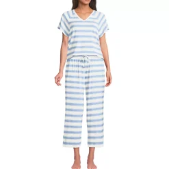 Women's Cooling Pajama Set - Short Sleeve Top and Crop Pants