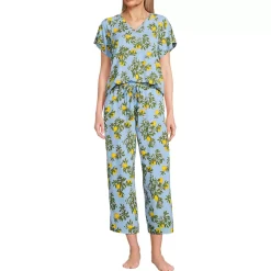 Women's Cooling Pajama Set - Short Sleeve Top and Crop Pants