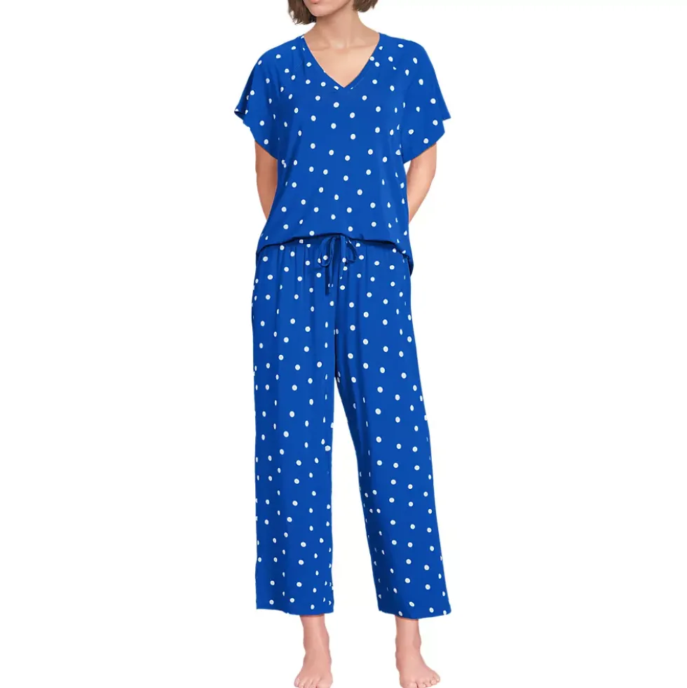 Women's Cooling Pajama Set - Short Sleeve Top and Crop Pants