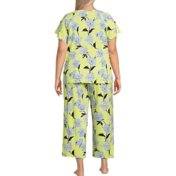 Women's Cooling Pajama Set - Short Sleeve Top and Crop Pants