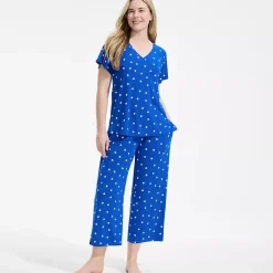 Women's Cooling Pajama Set - Short Sleeve Top and Crop Pants