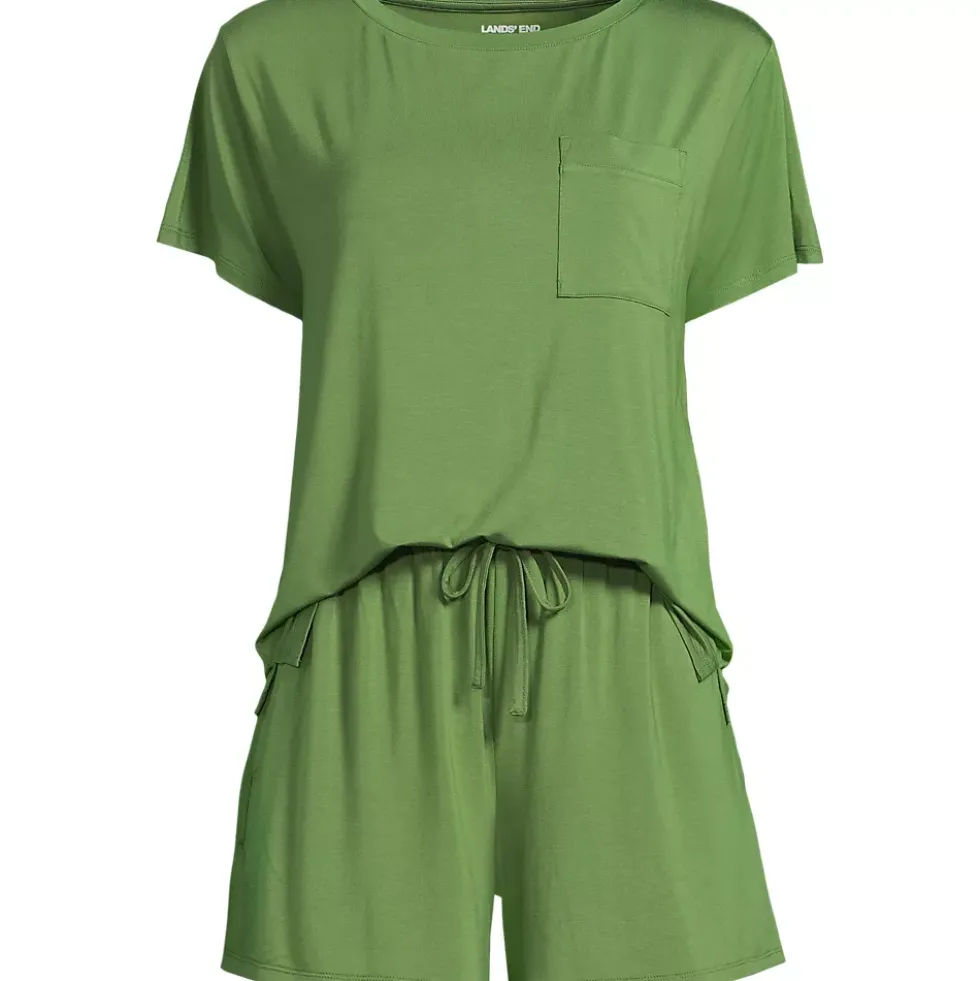 Women's Cooling 2 Piece Pajama Set - Short Sleeve Tee and Shorts