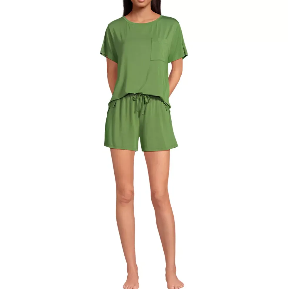 Women's Cooling 2 Piece Pajama Set - Short Sleeve Tee and Shorts