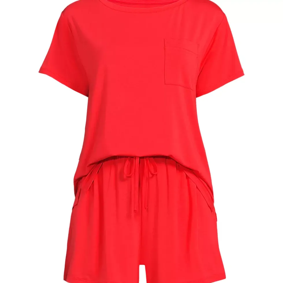 Women's Cooling 2 Piece Pajama Set - Short Sleeve Tee and Shorts
