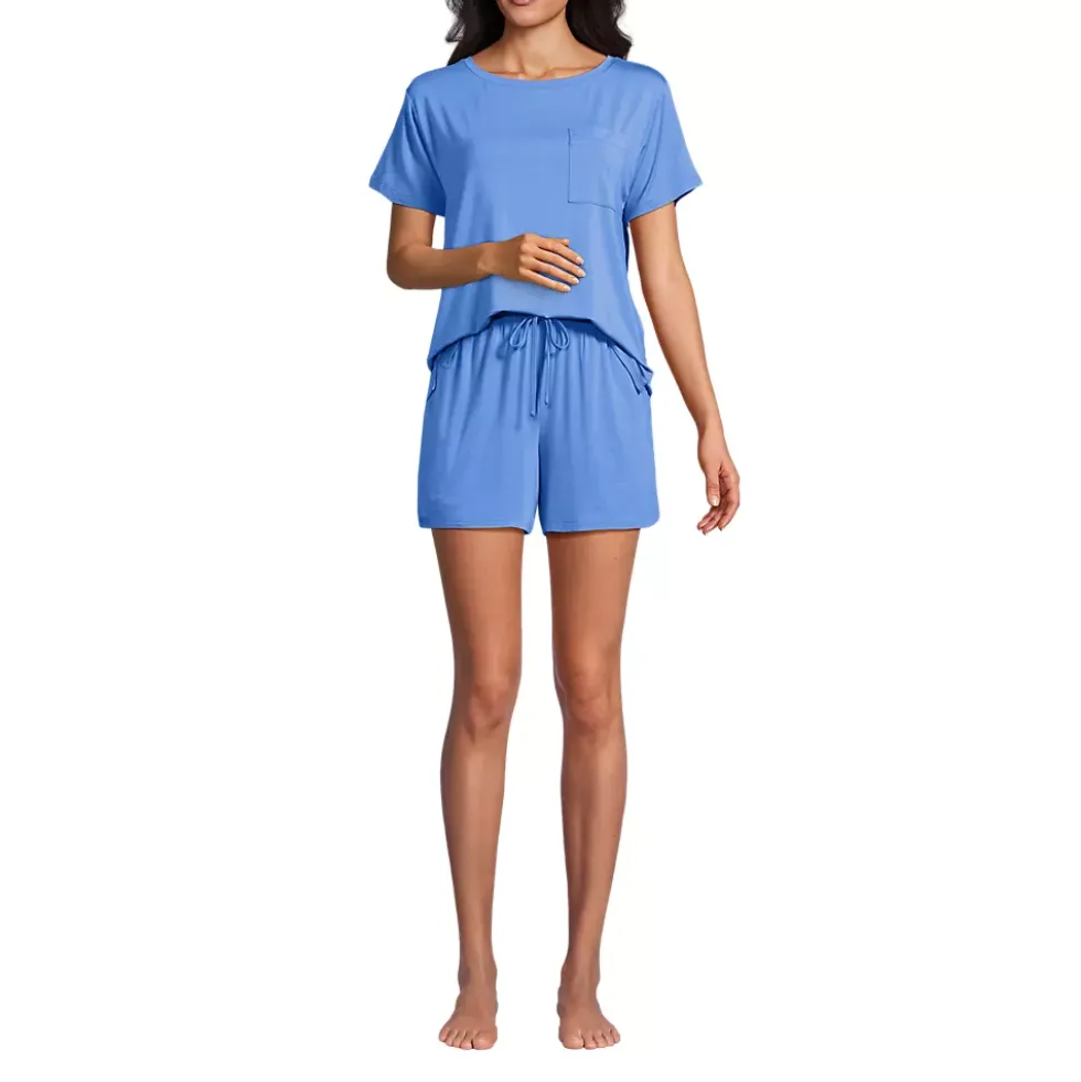 Women's Cooling 2 Piece Pajama Set - Short Sleeve Tee and Shorts