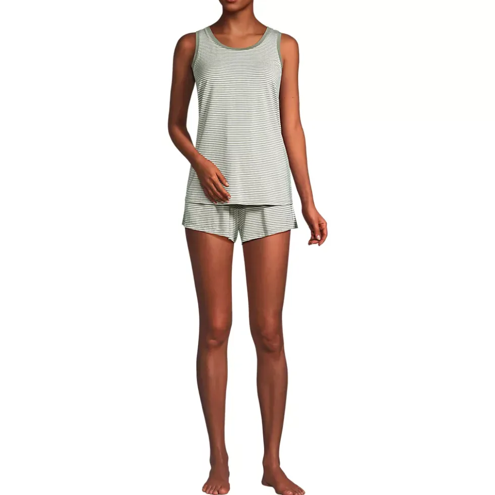 Women's Cooling 3 Piece Pajama Set - Robe Tank and Shorts