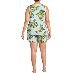 Women's Cooling 3 Piece Pajama Set - Robe Tank and Shorts