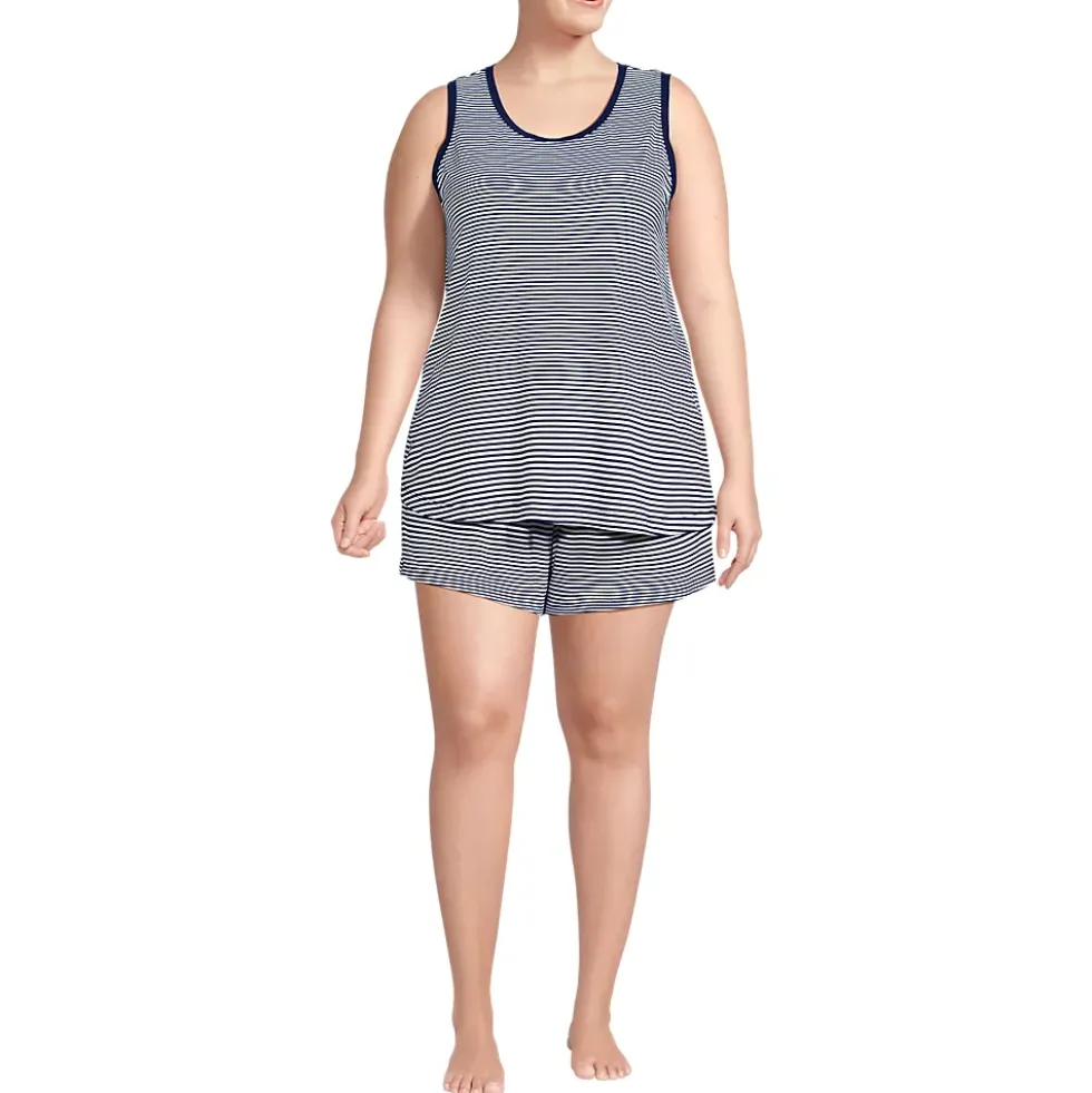 Women's Cooling 3 Piece Pajama Set - Robe Tank and Shorts