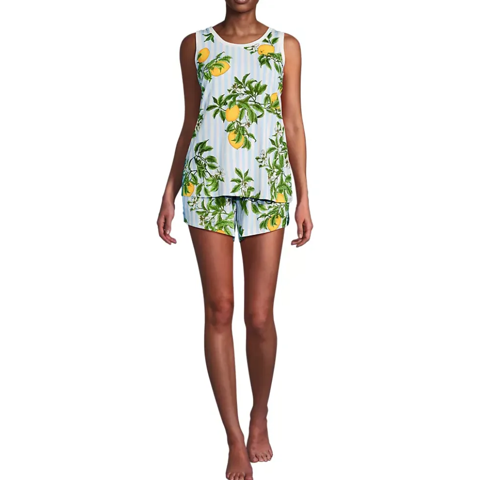 Women's Cooling 3 Piece Pajama Set - Robe Tank and Shorts