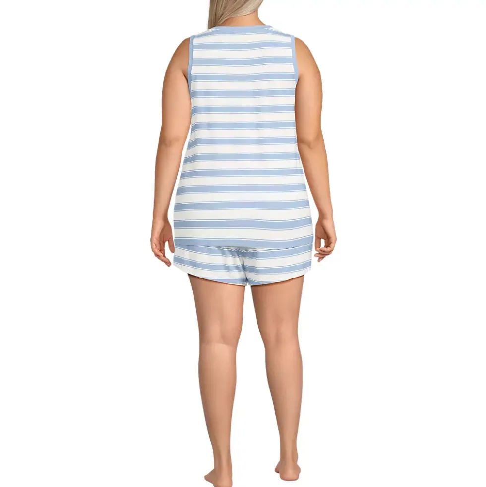 Women's Cooling 3 Piece Pajama Set - Robe Tank and Shorts