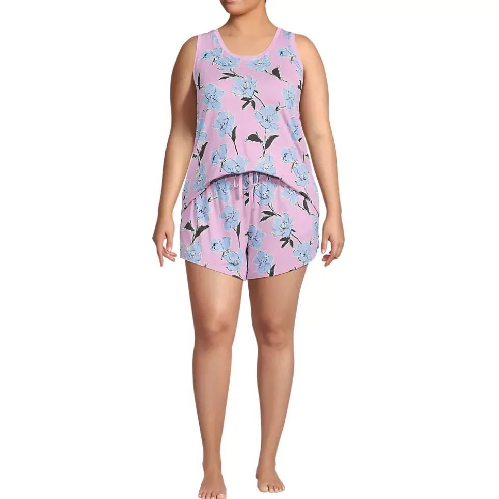 Women's Cooling 3 Piece Pajama Set - Robe Tank and Shorts