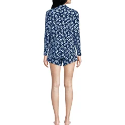 Women's Cooling 3 Piece Pajama Set - Long Sleeve Top Cami and Shorts