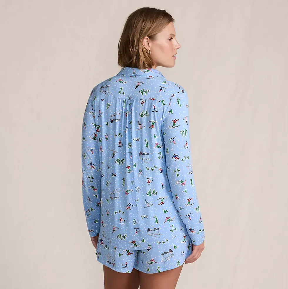 Women's Cooling 3 Piece Pajama Set - Long Sleeve Top Cami and Shorts