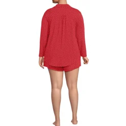 Women's Cooling 3 Piece Pajama Set - Long Sleeve Top Cami and Shorts