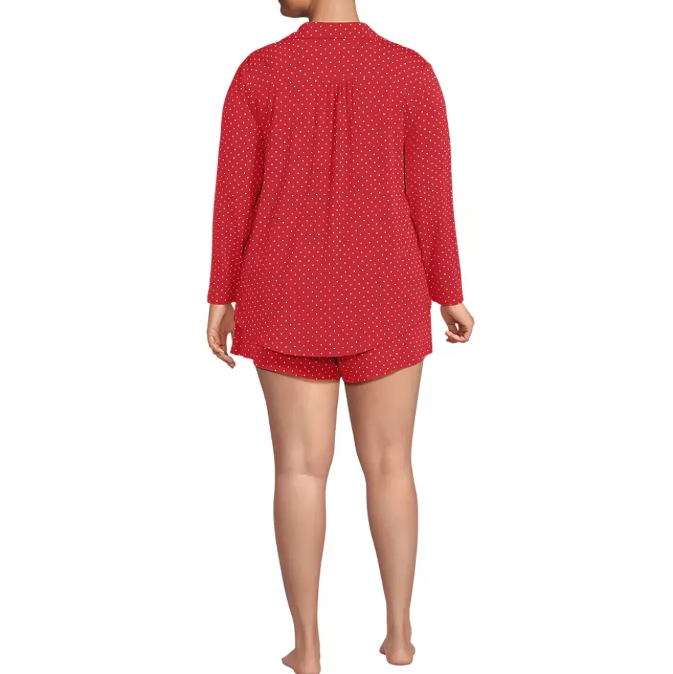 Women's Cooling 3 Piece Pajama Set - Long Sleeve Top Cami and Shorts