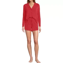 Women's Cooling 3 Piece Pajama Set - Long Sleeve Top Cami and Shorts