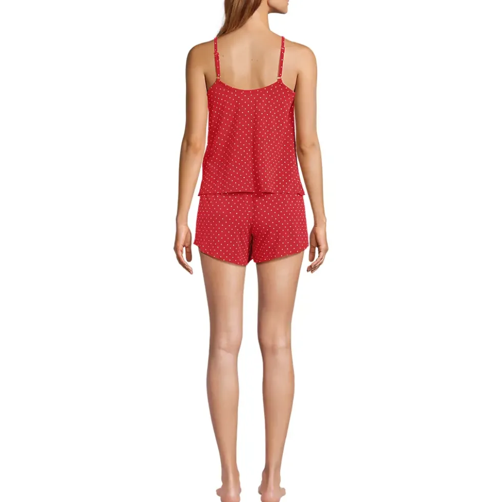Women's Cooling 3 Piece Pajama Set - Long Sleeve Top Cami and Shorts
