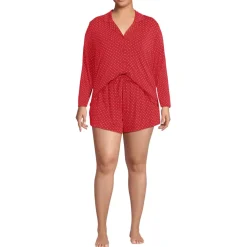 Women's Cooling 3 Piece Pajama Set - Long Sleeve Top Cami and Shorts