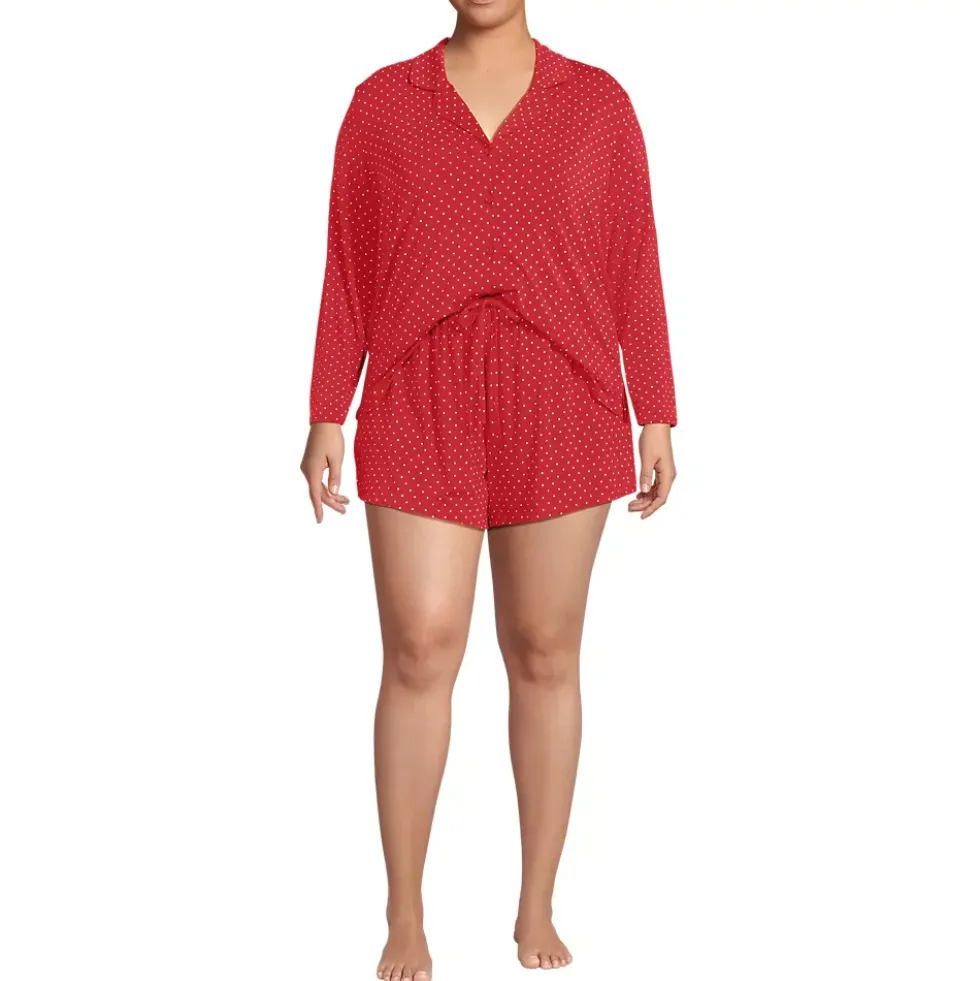 Women's Cooling 3 Piece Pajama Set - Long Sleeve Top Cami and Shorts