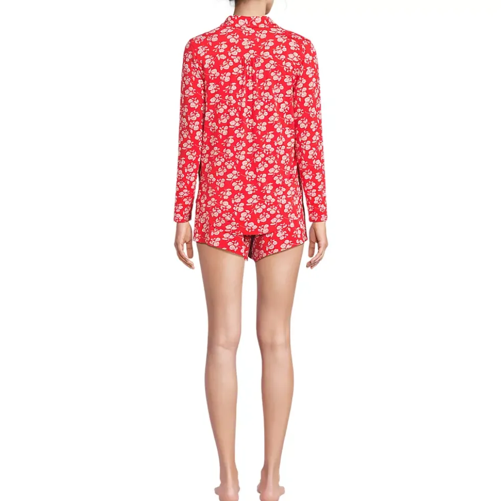 Women's Cooling 3 Piece Pajama Set - Long Sleeve Top Cami and Shorts
