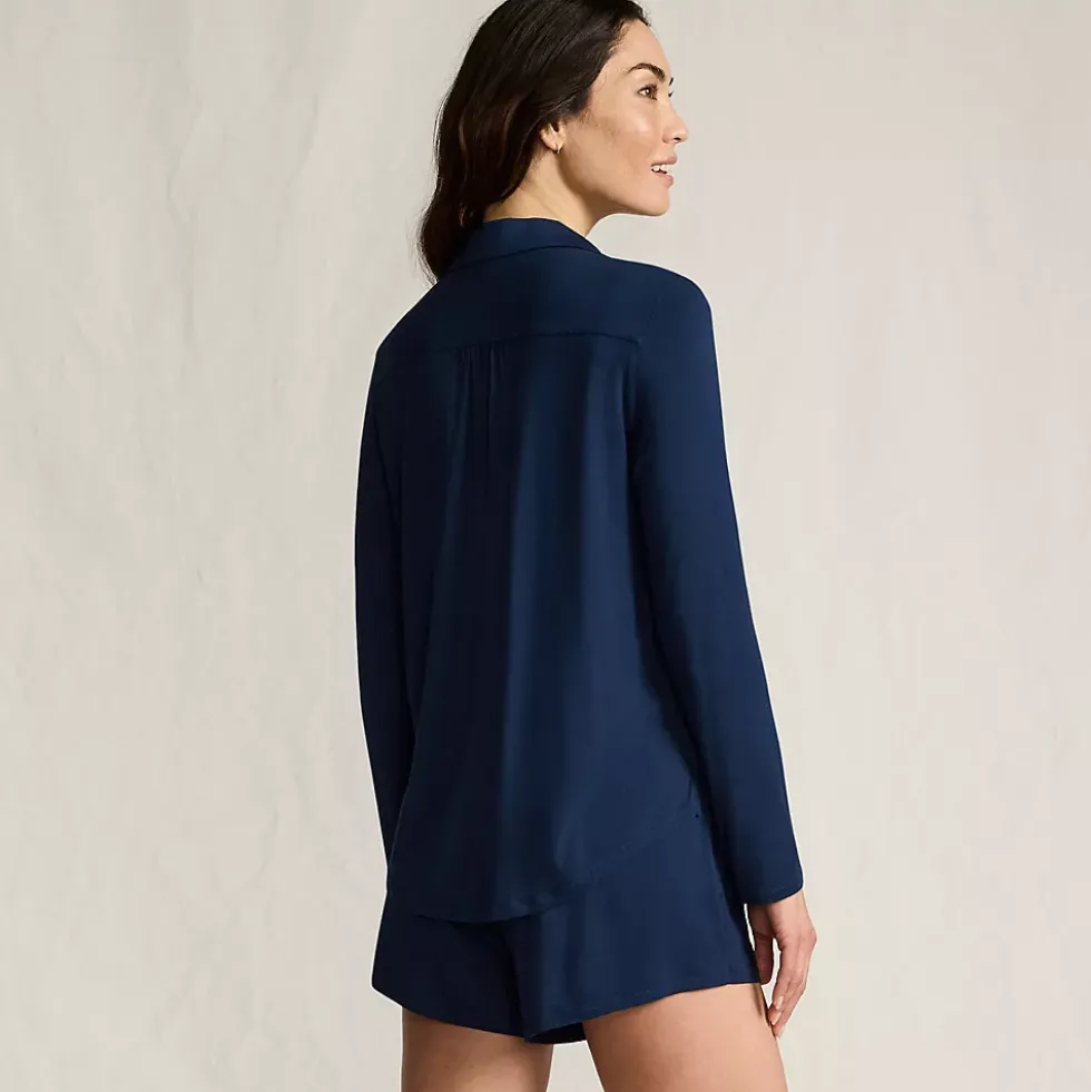 Women's Cooling 3 Piece Pajama Set - Long Sleeve Top Cami and Shorts