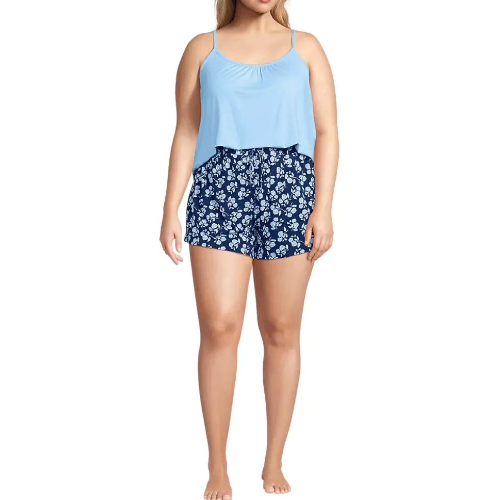 Women's Cooling 3 Piece Pajama Set - Long Sleeve Top Cami and Shorts