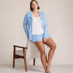 Women's Cooling 3 Piece Pajama Set - Long Sleeve Top Cami and Shorts