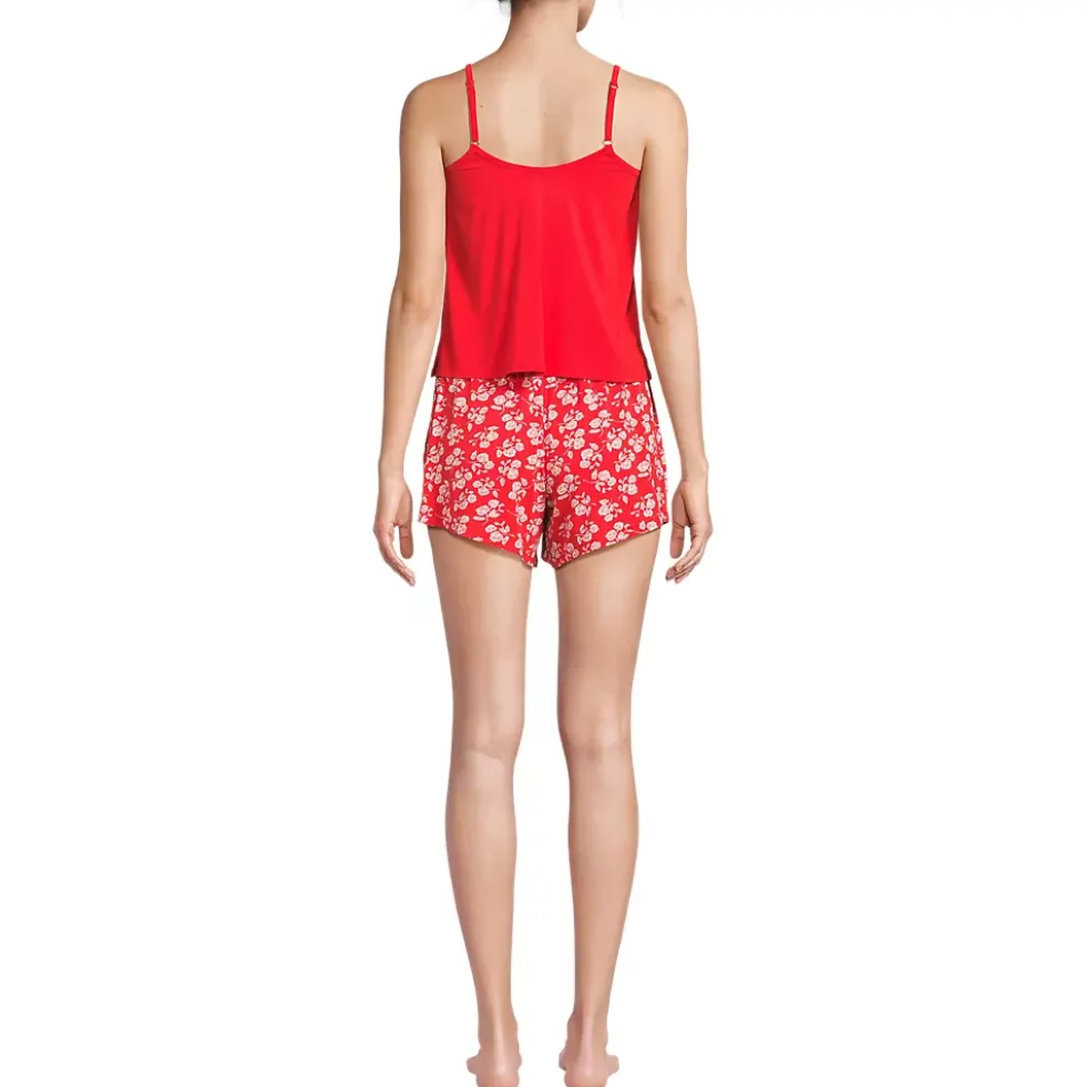 Women's Cooling 3 Piece Pajama Set - Long Sleeve Top Cami and Shorts