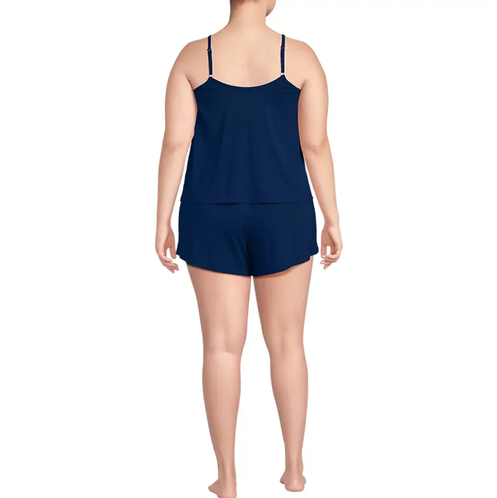 Women's Cooling 3 Piece Pajama Set - Long Sleeve Top Cami and Shorts