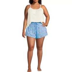 Women's Cooling 3 Piece Pajama Set - Long Sleeve Top Cami and Shorts