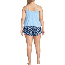 Women's Cooling 3 Piece Pajama Set - Long Sleeve Top Cami and Shorts