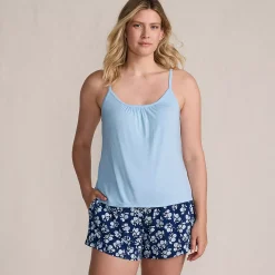 Women's Cooling 3 Piece Pajama Set - Long Sleeve Top Cami and Shorts