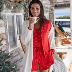 Women's Cooling 3 Piece Pajama Set - Long Sleeve Top Cami and Shorts