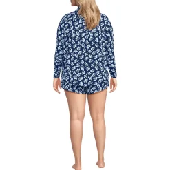 Women's Cooling 3 Piece Pajama Set - Long Sleeve Top Cami and Shorts