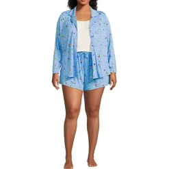 Women's Cooling 3 Piece Pajama Set - Long Sleeve Top Cami and Shorts