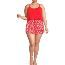 Women's Cooling 3 Piece Pajama Set - Long Sleeve Top Cami and Shorts