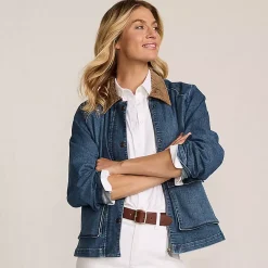 Women's Corduroy Collared Denim Jacket