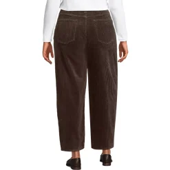 Women's Corduroy High Rise Barrel Leg Ankle Pants
