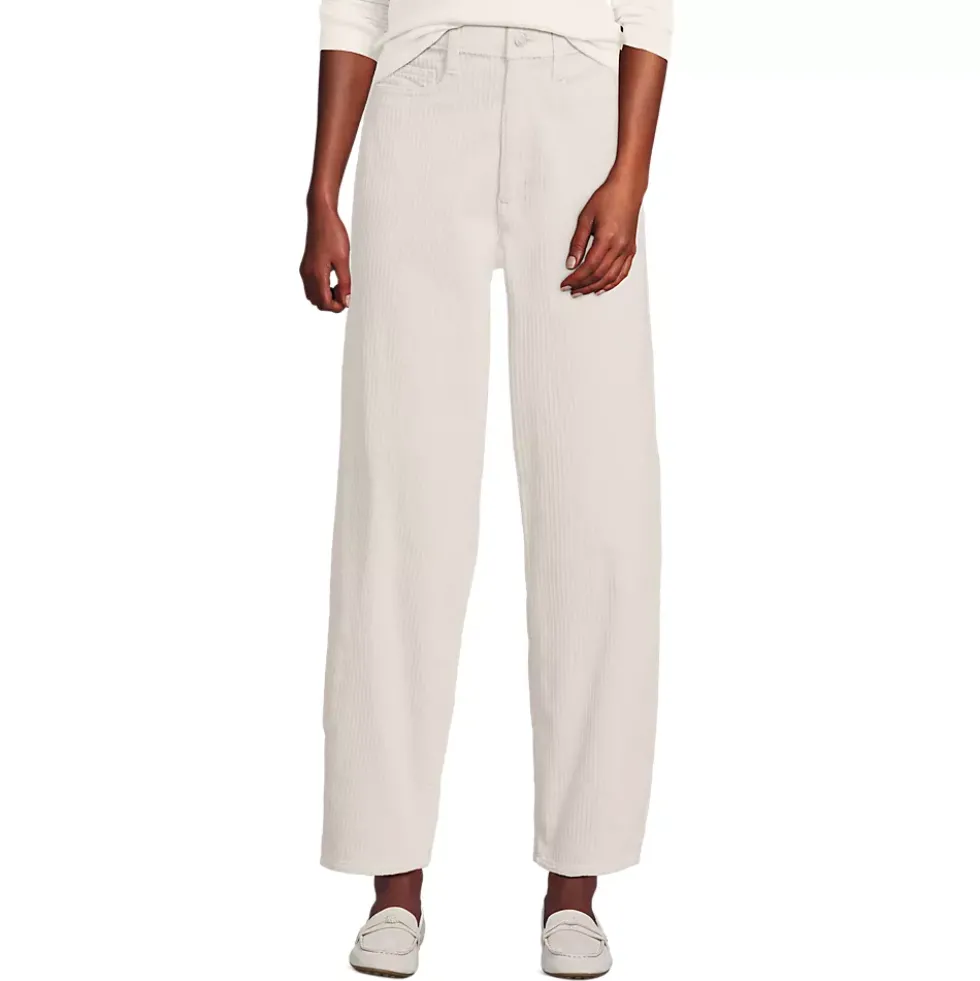 Women's Corduroy High Rise Barrel Leg Ankle Pants