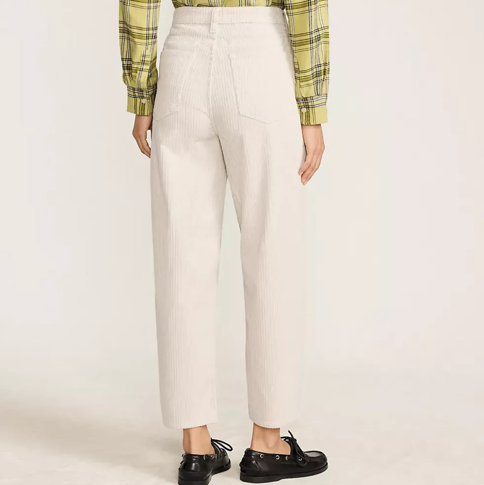 Women's Corduroy High Rise Barrel Leg Ankle Pants