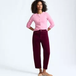 Women's Corduroy High Rise Barrel Leg Ankle Pants