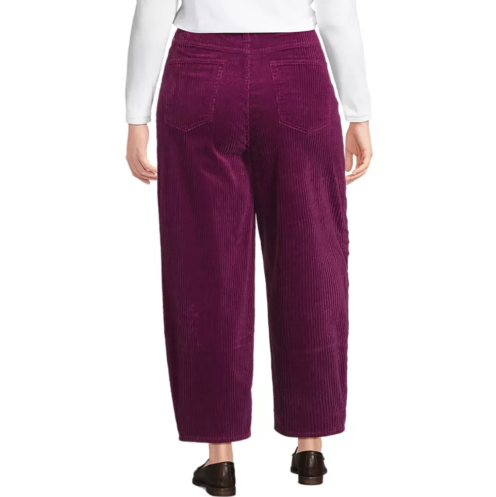 Women's Corduroy High Rise Barrel Leg Ankle Pants