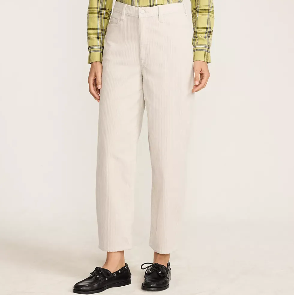 Women's Corduroy High Rise Barrel Leg Ankle Pants