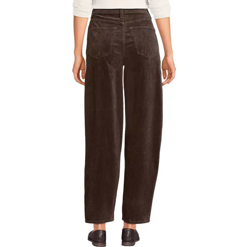 Women's Corduroy High Rise Barrel Leg Ankle Pants